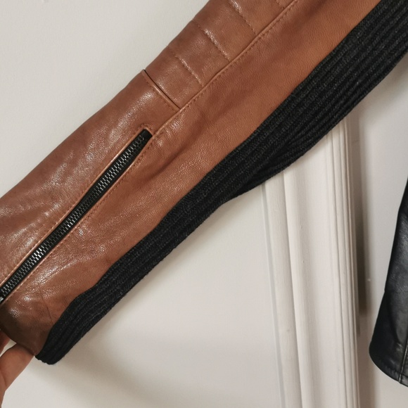 One-of-a-kind leather jacket with fur collar - Picture 3 of 15